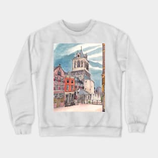 Cityhall Delft Netherlands Watercolor Illustration Crewneck Sweatshirt